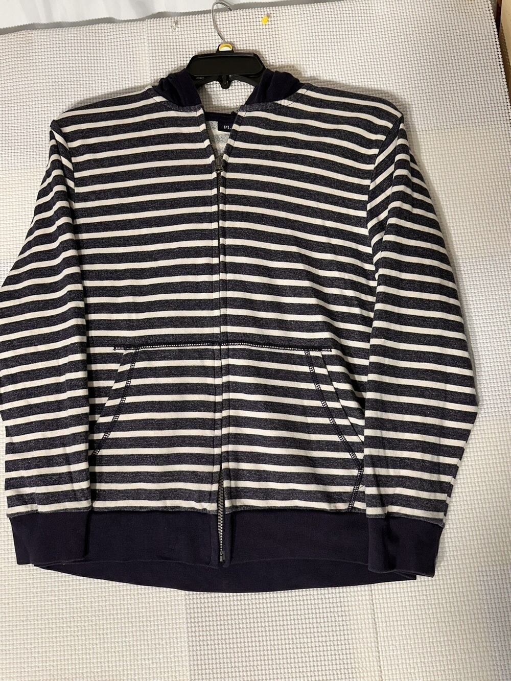 The Childrens Place Blue And White Striped Hoodie Jacket Size XXL 16